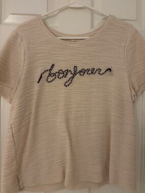 Skies Are Blue Cream Knit Textured Top